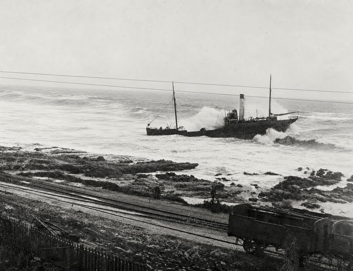 Black South-Easter Drives the Rex Ashore — Entire Crew Saved